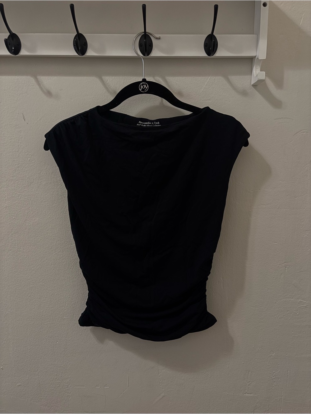Abercrombie & Fitch Black Cap Sleeve Ruched Side Women's Tee